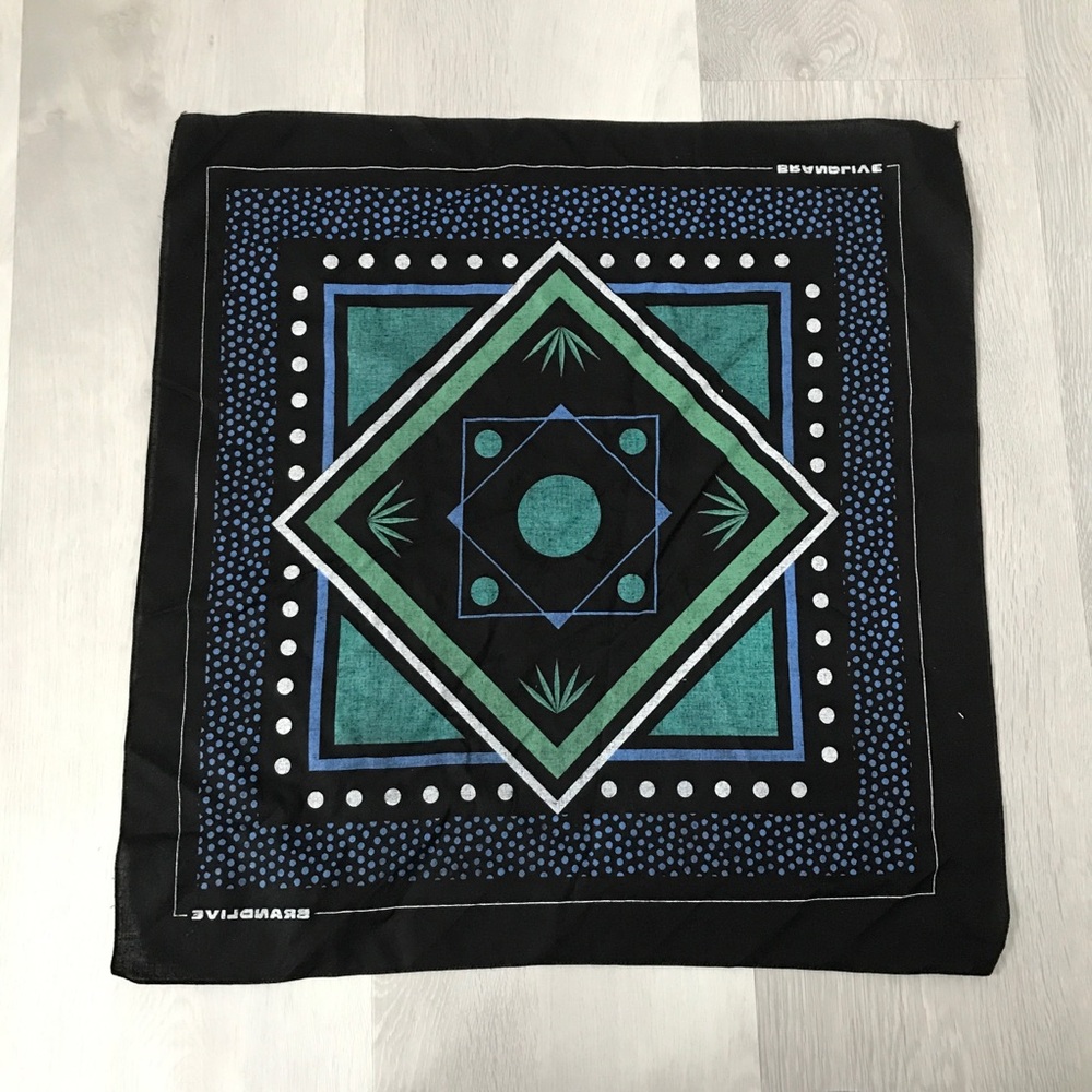100% COTTON SQUARE BLACK BLUE DESERT THEME WESTERN BANDANA